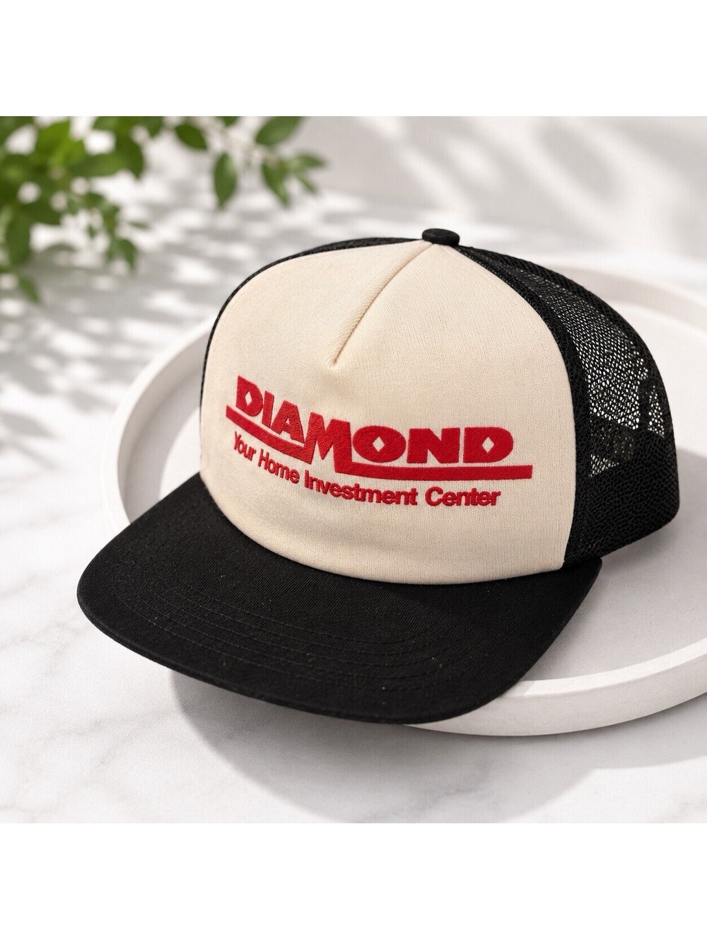 Vintage Diamond Your Home Investment Center Trucker Hat Black White Snapback USA